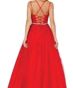 Dancing Queen 2942 - Embellished Sleeveless Straight Across Evening Dress