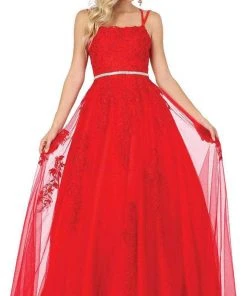 Dancing Queen 2942 - Embellished Sleeveless Straight Across Evening Dress