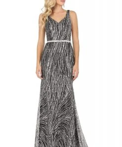 Dancing Queen - 2943 Sleeveless Glitter Motif Mermaid Gown