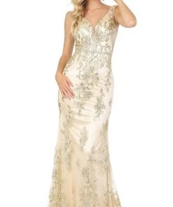 Dancing Queen - 2946 Sleeveless V Neck Embellished Mermaid Prom Dress 11 Dancing Queen - 2946 Sleeveless V Neck Embellished Mermaid Prom Dress