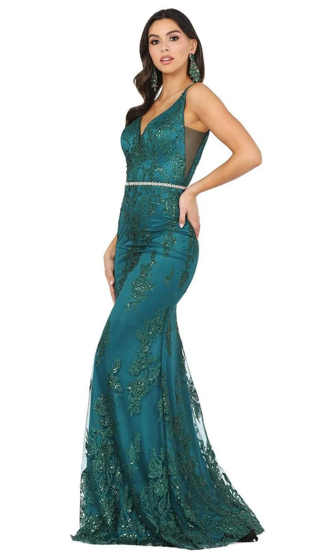 Dancing Queen - 2946 Sleeveless V Neck Embellished Mermaid Prom Dress 3 Dancing Queen - 2946 Sleeveless V Neck Embellished Mermaid Prom Dress