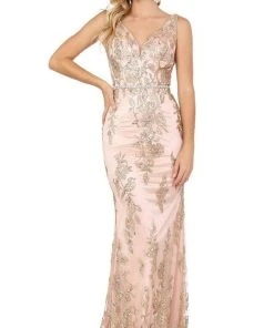 Dancing Queen - 2946 Sleeveless V Neck Embellished Mermaid Prom Dress 10 Dancing Queen - 2946 Sleeveless V Neck Embellished Mermaid Prom Dress