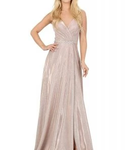 Dancing Queen - 2955 Deep V-neck Pleated A-line Dress 9 Dancing Queen - 2955 Deep V-neck Pleated A-line Dress