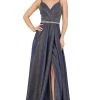 Dancing Queen - 2955 Deep V-neck Pleated A-line Dress