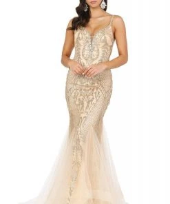 Dancing Queen - 2972 Embellished Tulle Godets Trumpet Prom Dress