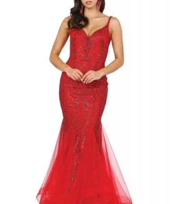 Dancing Queen - 2972 Embellished Tulle Godets Trumpet Prom Dress