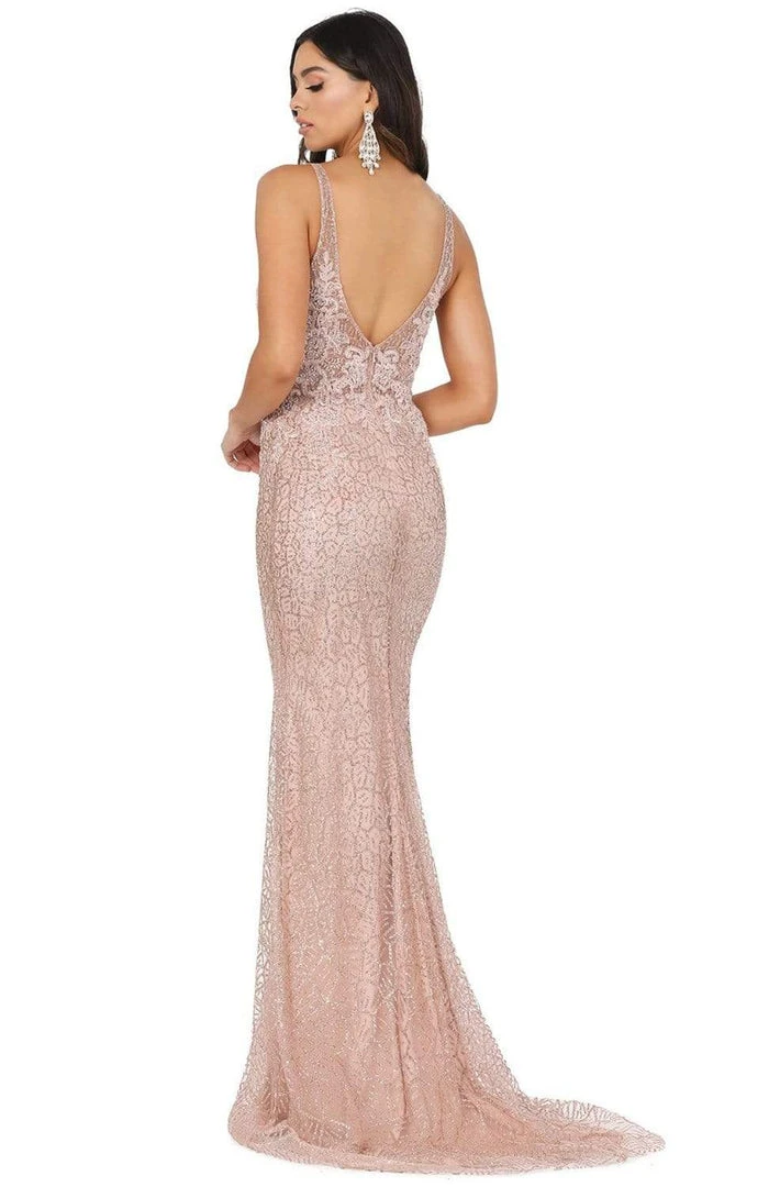 Dancing Queen - 2985 Embellished Deep V-neck Trumpet Dress 5 Dancing Queen - 2985 Embellished Deep V-neck Trumpet Dress