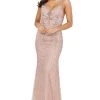 Dancing Queen - 2985 Embellished Deep V-neck Trumpet Dress 1 Dancing Queen - 2985 Embellished Deep V-neck Trumpet Dress
