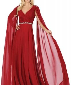 Dancing Queen - 2991 Embellished Plunging V-neck A-line Gown