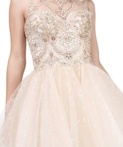 Dancing Queen - 3023 Embellished Scoop A-line Homecoming Dress