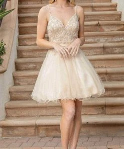 Dancing Queen 3315 - Dual Straps Embellished Cocktail Dress 12 Dancing Queen 3315 - Dual Straps Embellished Cocktail Dress