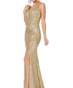 Dancing Queen - 4169 Sleeveless Deep V Neck Trumpet Dress