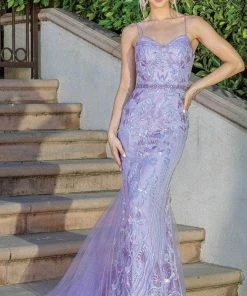 Dancing Queen 4220 - Embroidered Sleeveless Deep V-neckline Prom Dress