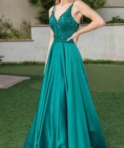 Dancing Queen 4260 - Embroidered Sleeveless V-neck Prom Dress