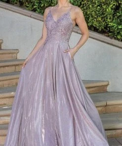 Dancing Queen 4261 - Embroidered V-neck Prom Dress