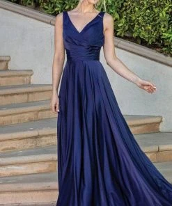 Dancing Queen 4262 - Sleeveless Satin A-Line Prom Dress