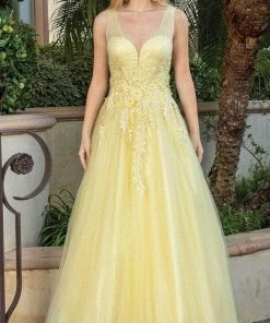 Dancing Queen 4272 - Floral Appliqued Sleeveless Prom Dress