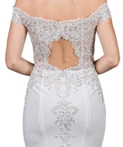 Dancing Queen - 53 Embellished Lace Off-Shoulder Trumpet Wedding Gown