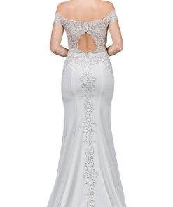 Dancing Queen - 53 Embellished Lace Off-Shoulder Trumpet Wedding Gown