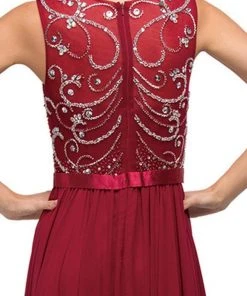 Dancing Queen - 8736 Jewel Detailed Illusion A-Line Long Dress 9 Dancing Queen - 8736 Jewel Detailed Illusion A-Line Long Dress