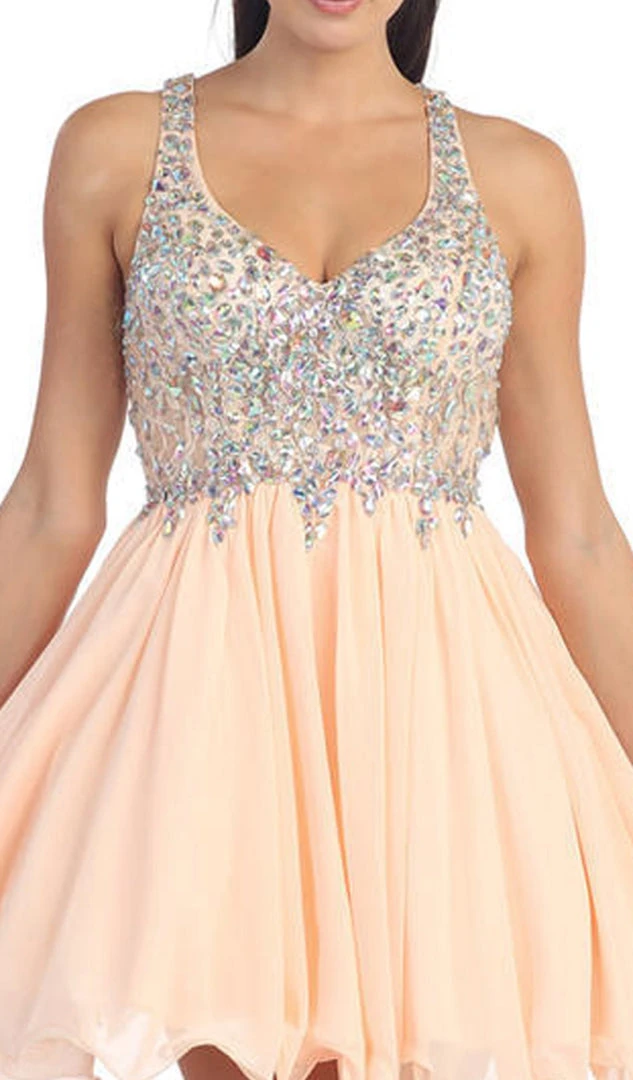 Dancing Queen - 8997 Crystal Beaded V-Neck Chiffon Prom Dress 5 Dancing Queen - 8997 Crystal Beaded V-Neck Chiffon Prom Dress