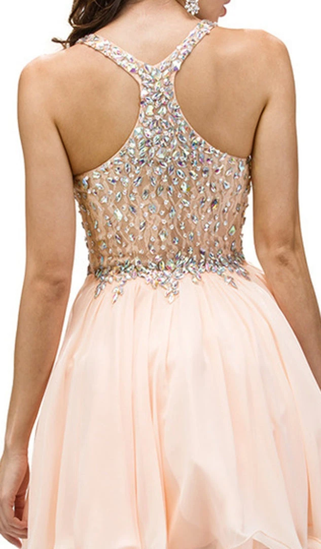 Dancing Queen - 8997 Crystal Beaded V-Neck Chiffon Prom Dress 6 Dancing Queen - 8997 Crystal Beaded V-Neck Chiffon Prom Dress