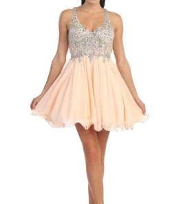 Dancing Queen - 8997 Crystal Beaded V-Neck Chiffon Prom Dress