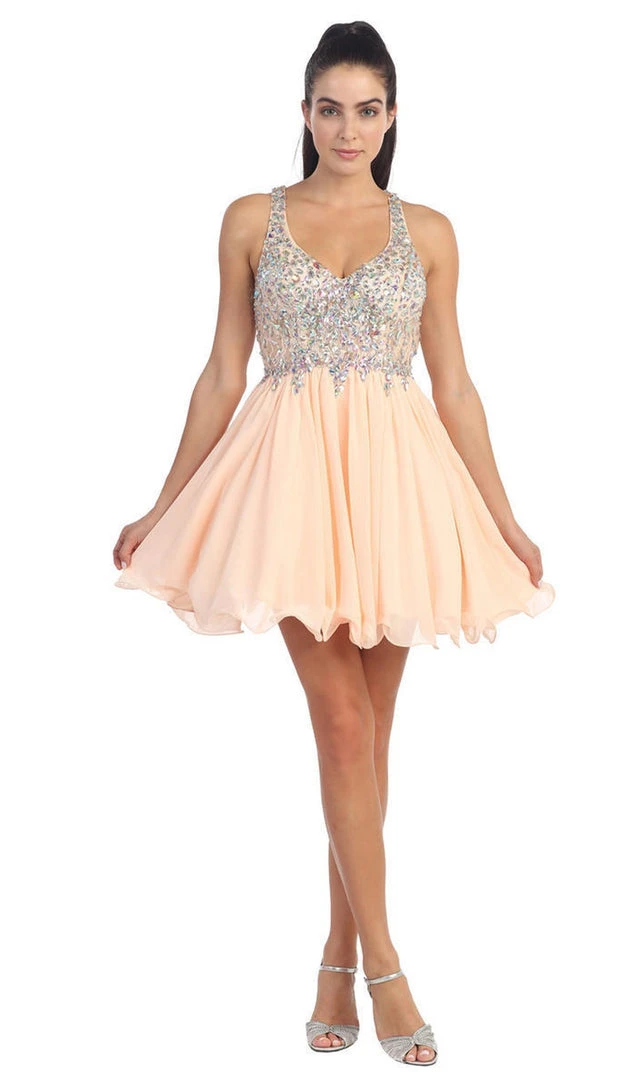 Dancing Queen - 8997 Crystal Beaded V-Neck Chiffon Prom Dress 3 Dancing Queen - 8997 Crystal Beaded V-Neck Chiffon Prom Dress