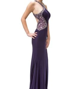 Dancing Queen - 9007 Bead-Ornate Contoured Halter Neck Prom Dress 8 Dancing Queen - 9007 Bead-Ornate Contoured Halter Neck Prom Dress