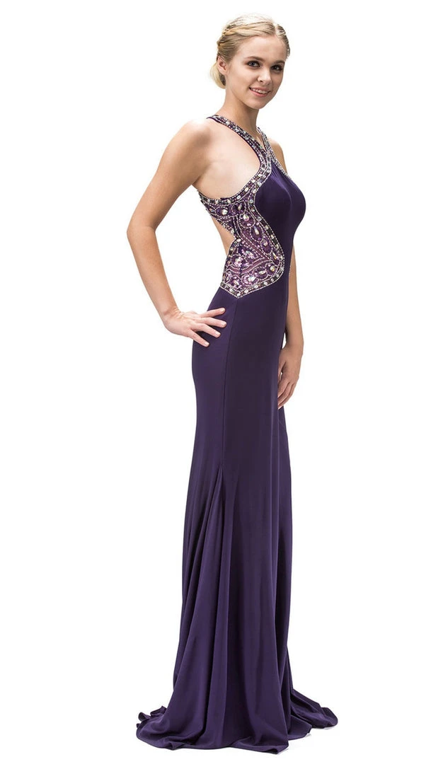 Dancing Queen - 9007 Bead-Ornate Contoured Halter Neck Prom Dress 4 Dancing Queen - 9007 Bead-Ornate Contoured Halter Neck Prom Dress