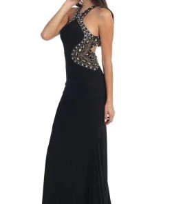 Dancing Queen - 9007 Bead-Ornate Contoured Halter Neck Prom Dress 10 Dancing Queen - 9007 Bead-Ornate Contoured Halter Neck Prom Dress