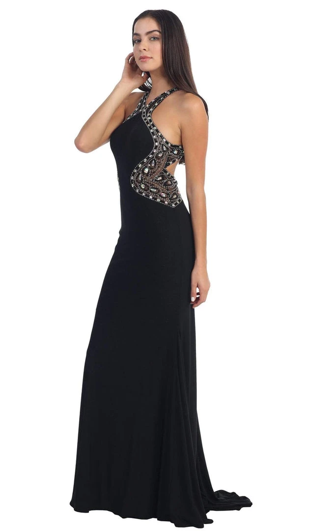 Dancing Queen - 9007 Bead-Ornate Contoured Halter Neck Prom Dress 6 Dancing Queen - 9007 Bead-Ornate Contoured Halter Neck Prom Dress