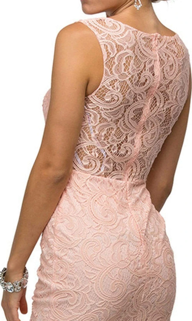 Dancing Queen - 9099 Sheer Lace Appliqued Sheath Homecoming Dress 7 Dancing Queen - 9099 Sheer Lace Appliqued Sheath Homecoming Dress