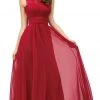 Dancing Queen - 9111 Ruched Illusion Lace Scoop Chiffon Prom Dress