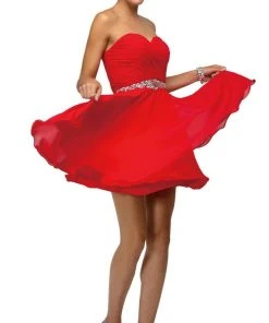Dancing Queen - 9115 Surplice Sweetheart Bodice Chiffon Prom Dress