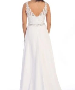 Dancing Queen - 9176 V-neck Lace Evening Gown