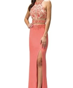 Dancing Queen - 9188 Illusion Paneled High Halter Prom Dress