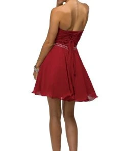 Dancing Queen - 9581 Crisscross Ruching On Sweetheart A-Line Short Party Dress