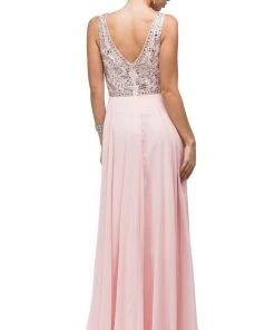 Dancing Queen - 9589 Beaded Bodice Chiffon A-line Prom Dress
