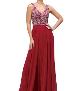 Dancing Queen - 9589 Beaded Bodice Chiffon A-line Prom Dress