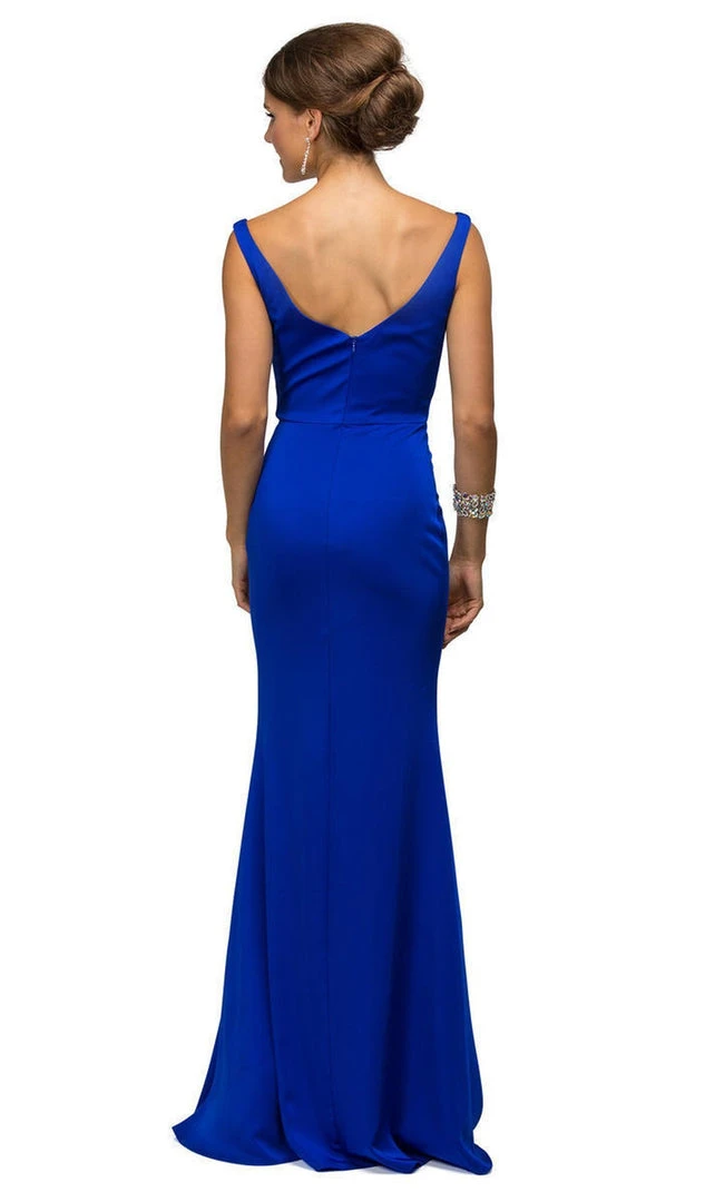Dancing Queen - 9609 V-Neck Wide Waistband Evening Dress 6 Dancing Queen - 9609 V-Neck Wide Waistband Evening Dress