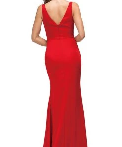 Dancing Queen - 9609 V-Neck Wide Waistband Evening Dress 14 Dancing Queen - 9609 V-Neck Wide Waistband Evening Dress