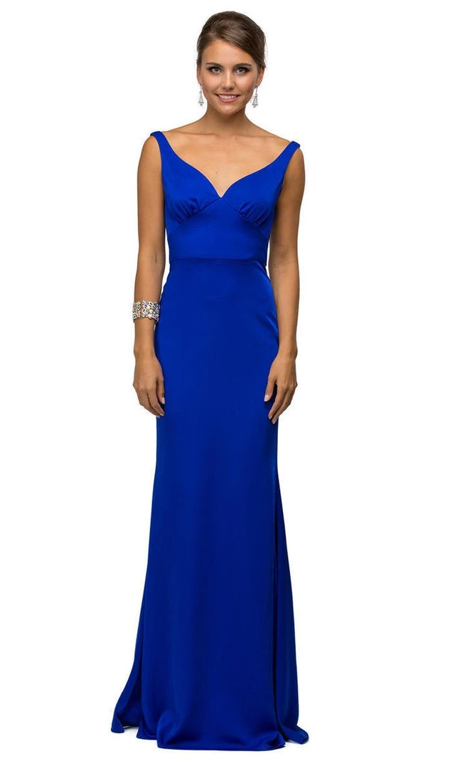 Dancing Queen - 9609 V-Neck Wide Waistband Evening Dress 3 Dancing Queen - 9609 V-Neck Wide Waistband Evening Dress