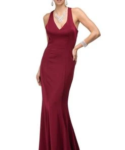 Dancing Queen - 9637 Magnificent V-Neck Racer Back Prom Dress 13 Dancing Queen - 9637 Magnificent V-Neck Racer Back Prom Dress