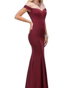 Dancing Queen - 9752 Long Mock Off-the-Shoulder Illusion Prom Dress 11 Dancing Queen - 9752 Long Mock Off-the-Shoulder Illusion Prom Dress