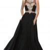 Dancing Queen - 9764 Gilded Lace Illusion A-Line Prom Dress