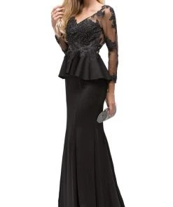 Dancing Queen - 9765 Attractive Lace Beaded Bodice Long Prom Dress