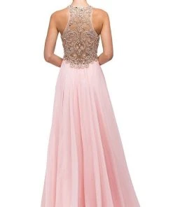 Dancing Queen - 9776 Chiffon Halter A-Line Evening Dress