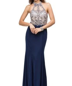 Dancing Queen - 9777 Illusion Cutout Sheath Evening Gown