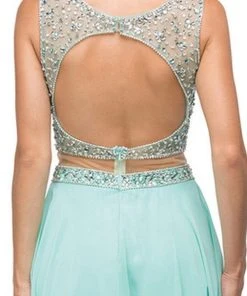 Dancing Queen - 9789 Illusion Two-Piece Embellished Top Prom Dress